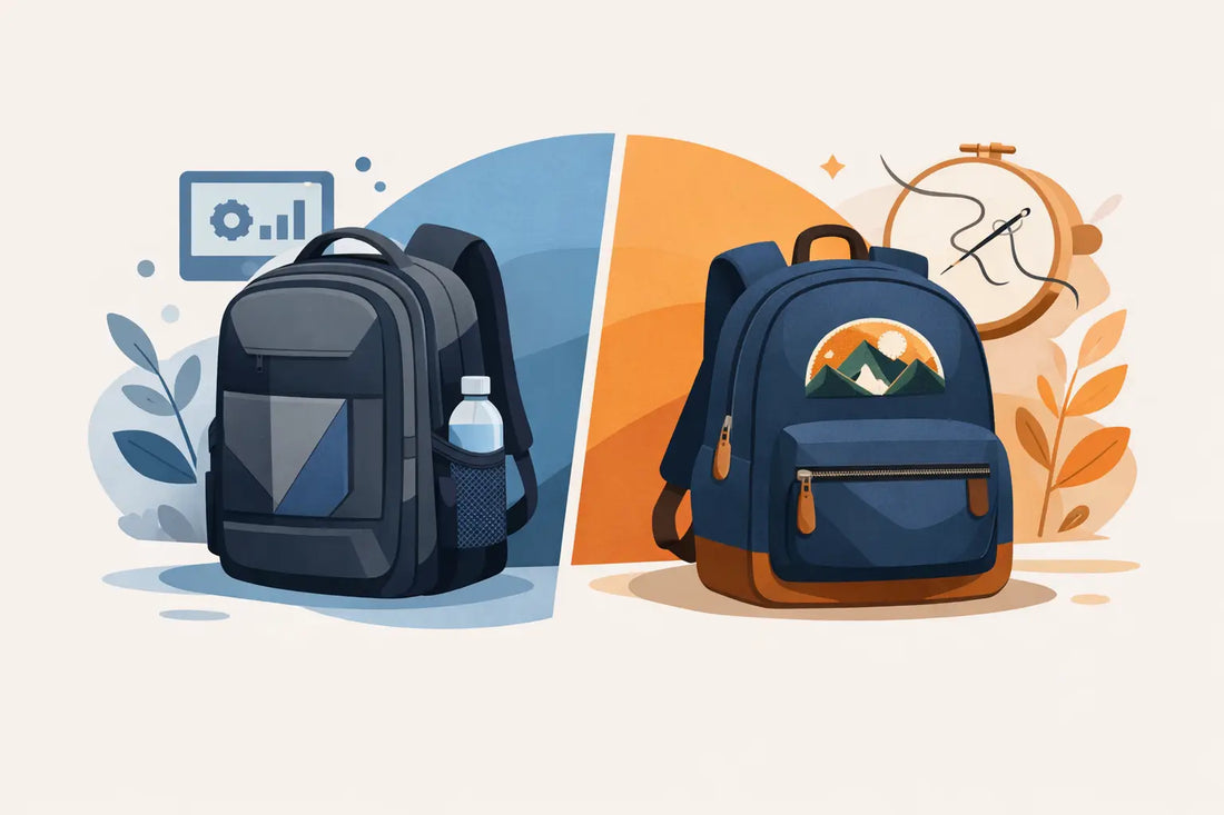 Panel Backpack vs Embroidered Bag