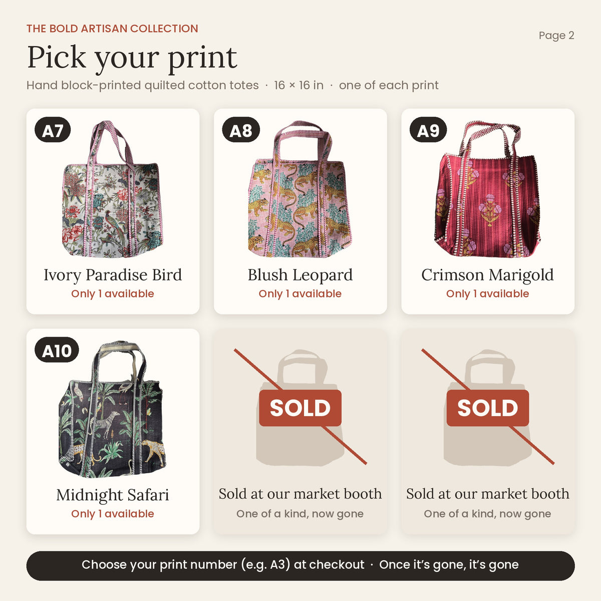 Hand Block-Printed Quilted Cotton Tote – Bold Artisan Collection