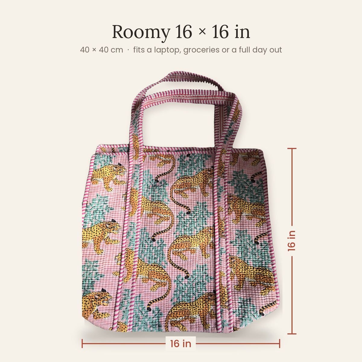 Hand Block-Printed Quilted Cotton Tote – Bold Artisan Collection