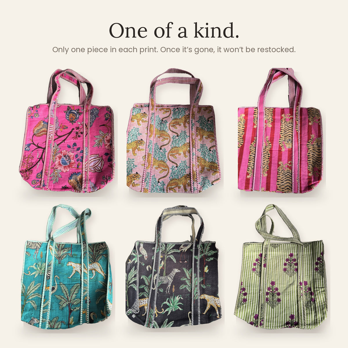 Hand Block-Printed Quilted Cotton Tote – Bold Artisan Collection
