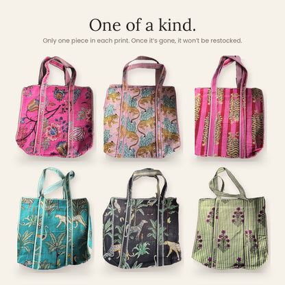 Hand Block-Printed Quilted Cotton Tote – Bold Artisan Collection