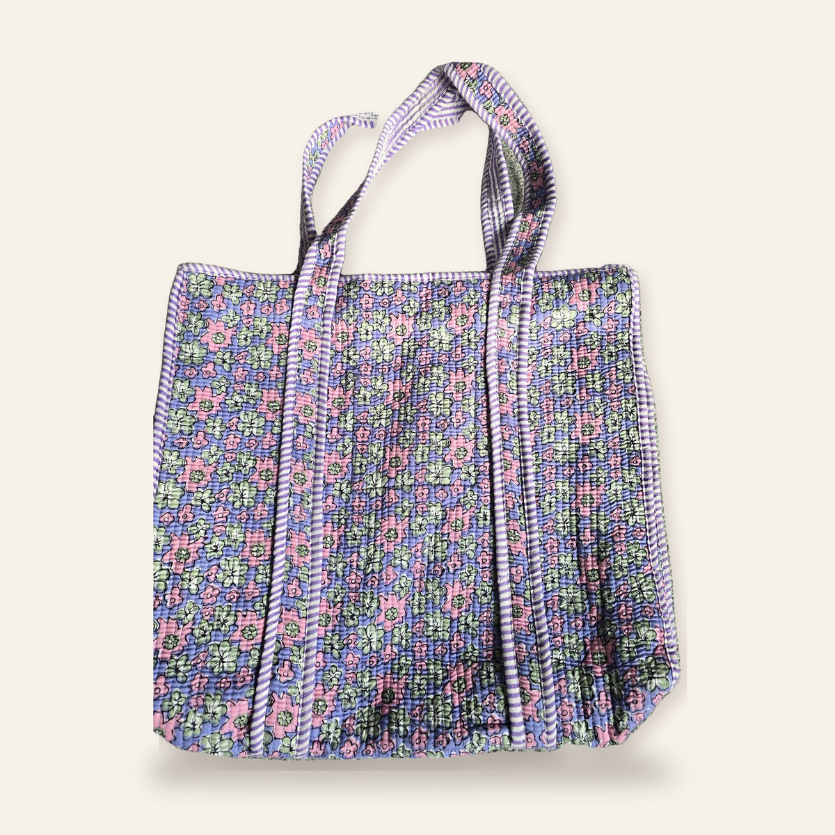 Hand Block-Printed Quilted Cotton Tote – Bold Artisan Collection