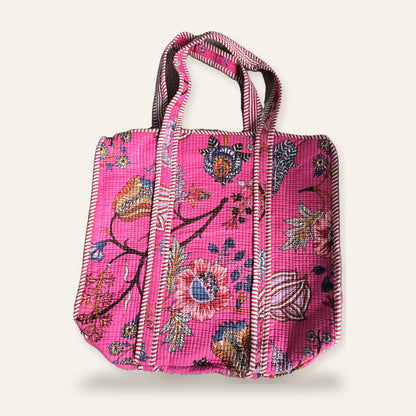 Hand Block-Printed Quilted Cotton Tote – Bold Artisan Collection