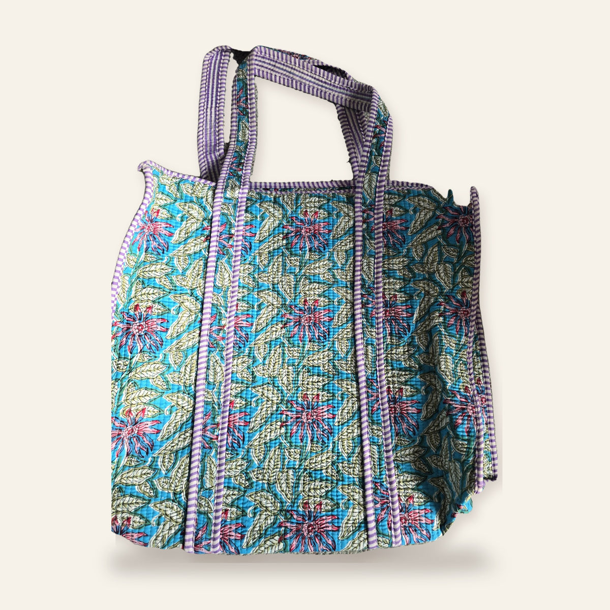 Hand Block-Printed Quilted Cotton Tote – Bold Artisan Collection