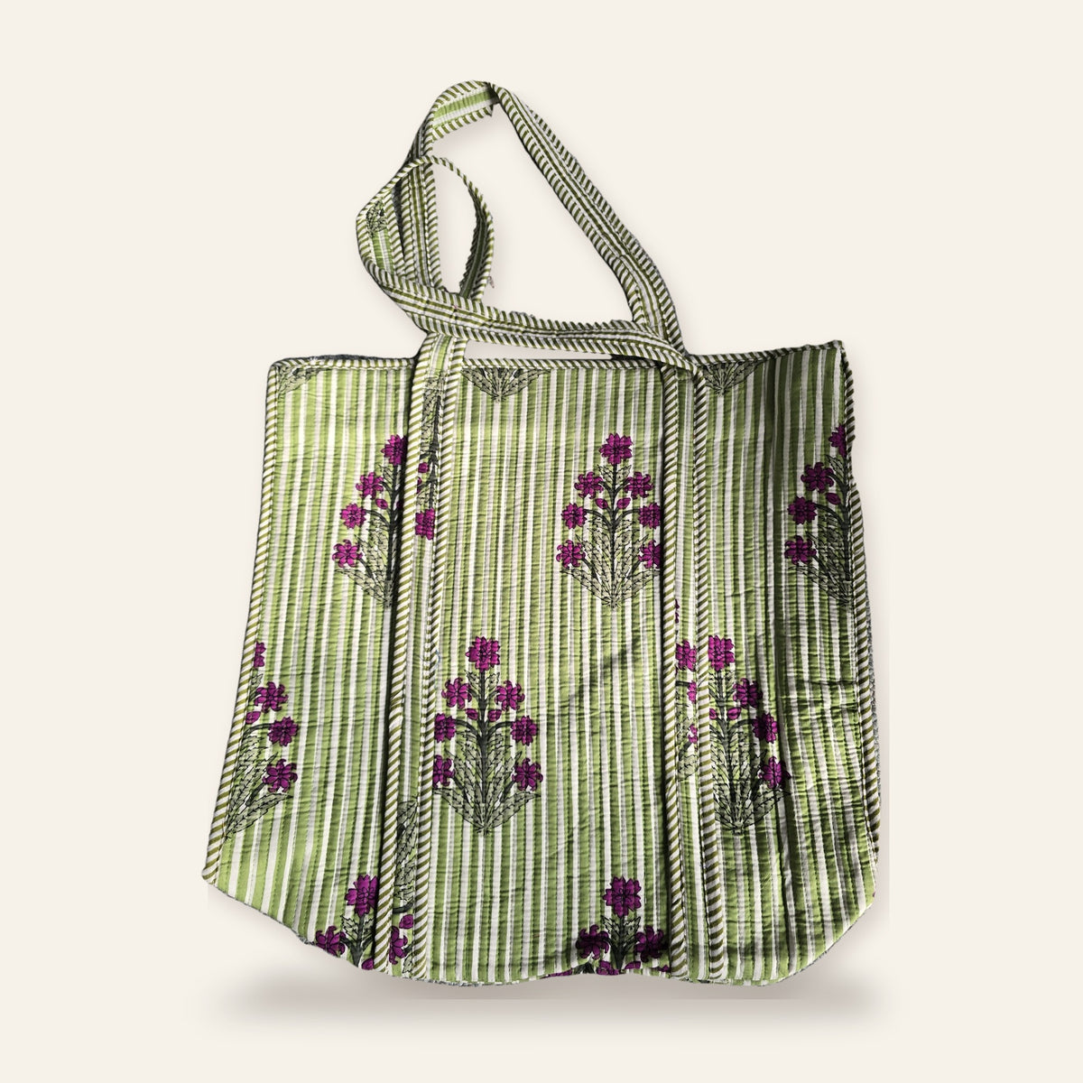 Hand Block-Printed Quilted Cotton Tote – Bold Artisan Collection