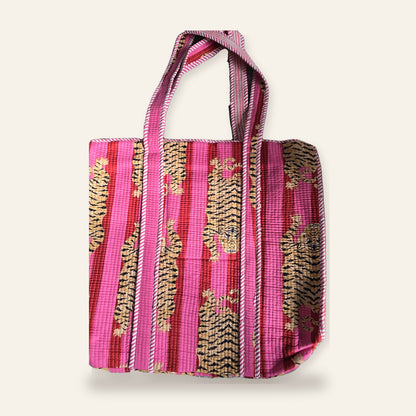 Hand Block-Printed Quilted Cotton Tote – Bold Artisan Collection