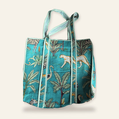 Hand Block-Printed Quilted Cotton Tote – Bold Artisan Collection