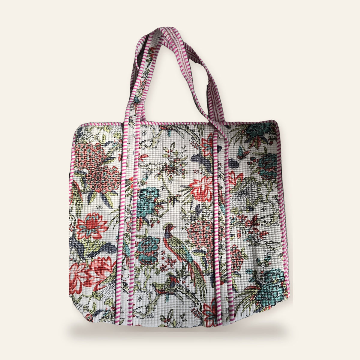 Hand Block-Printed Quilted Cotton Tote – Bold Artisan Collection