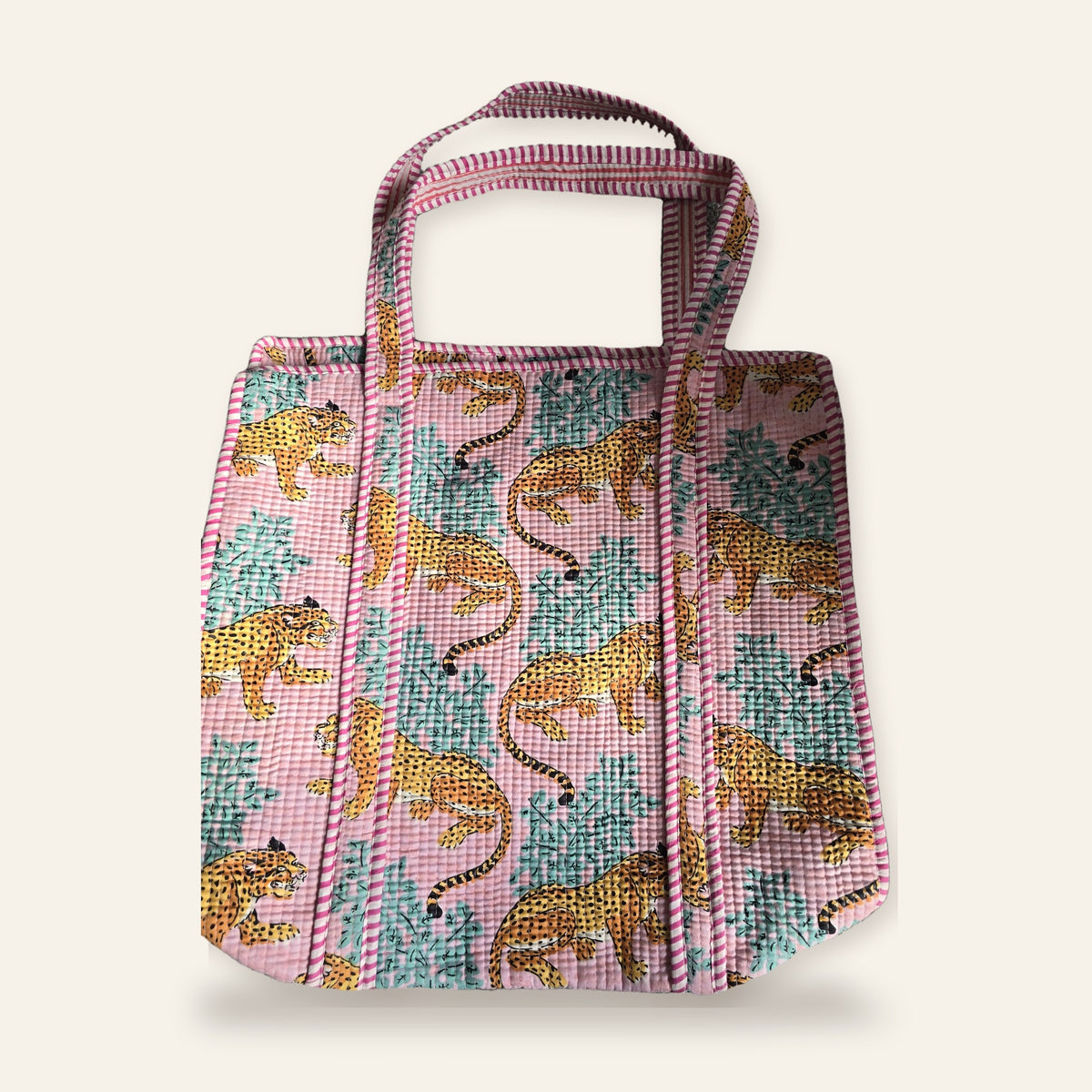Hand Block-Printed Quilted Cotton Tote – Bold Artisan Collection