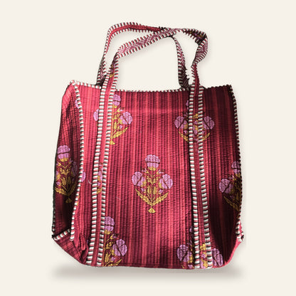 Hand Block-Printed Quilted Cotton Tote – Bold Artisan Collection
