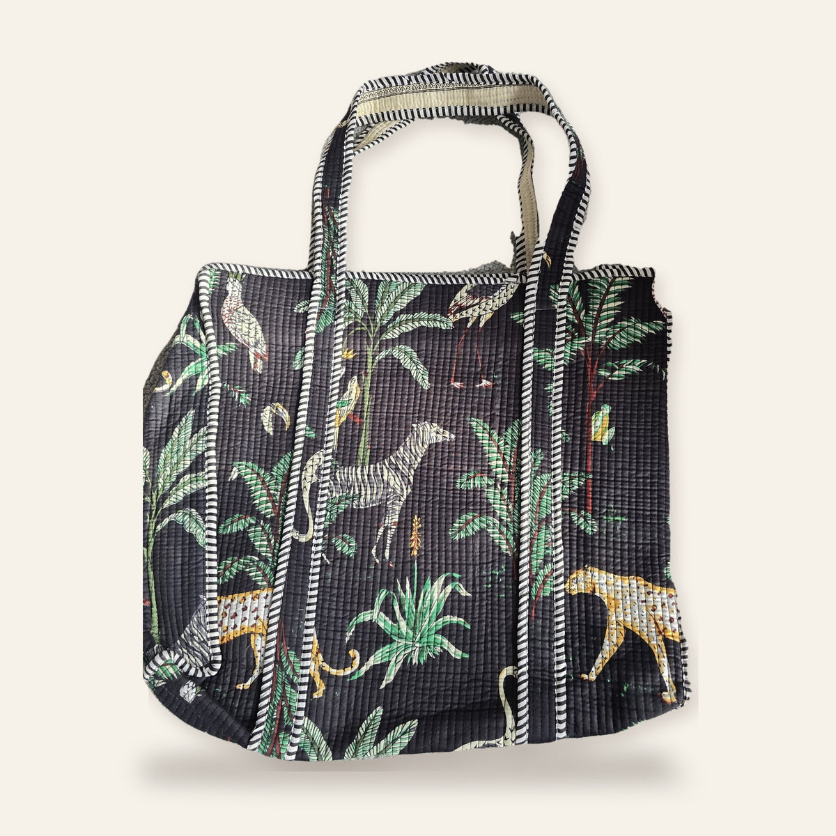 Hand Block-Printed Quilted Cotton Tote – Bold Artisan Collection